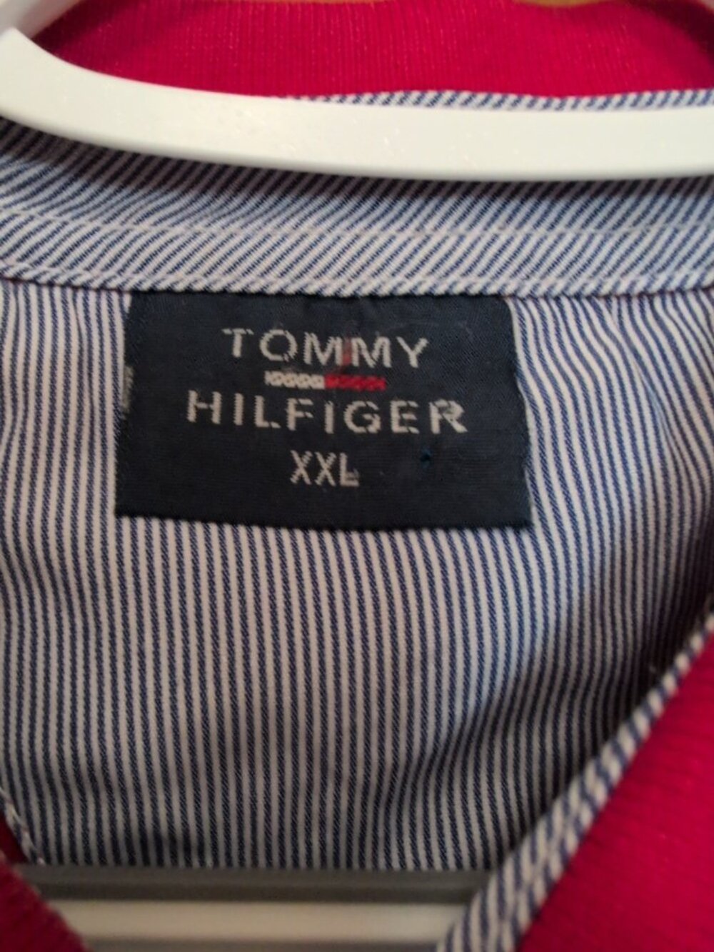 Tommy Hilfiger Shirt Men's XXL Red Short Sleeve Polo Solid Pocketed Cotton - Picture 2 of 6